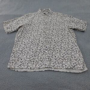 Ermenegildo Zegna Shirt Mens XL Button Up Linen Floral AOP Beige Flower Designer